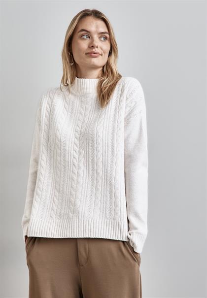 Pullover mit Strickmuster cream white melange