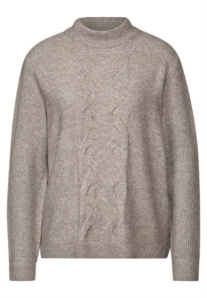 Pullover mit Strickmuster mocha beige mel.