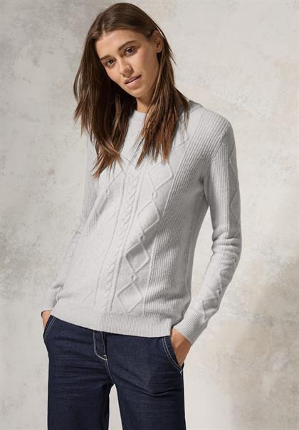 Pullover mit Strickmuster soft silver melange