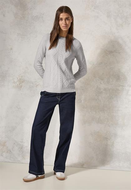 Pullover mit Strickmuster soft silver melange