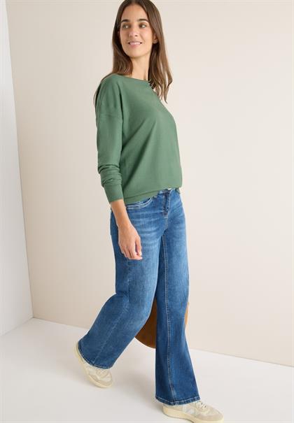 Pullover mit Strukturdetail highland green melange