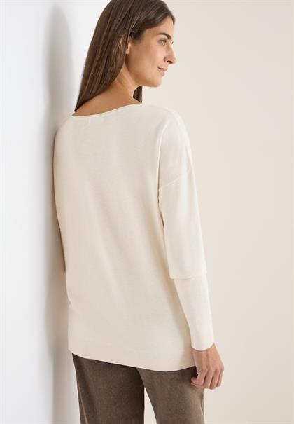 Pullover mit Strukturdetail oat milk beige melange