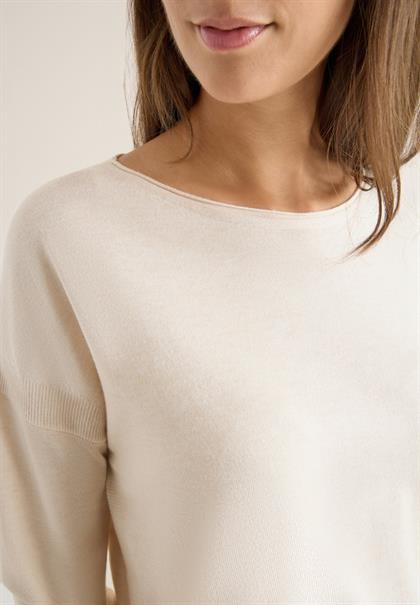 Pullover mit Strukturdetail oat milk beige melange