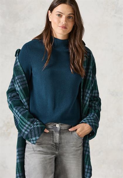 Pullover mit Strukturmix oil blue