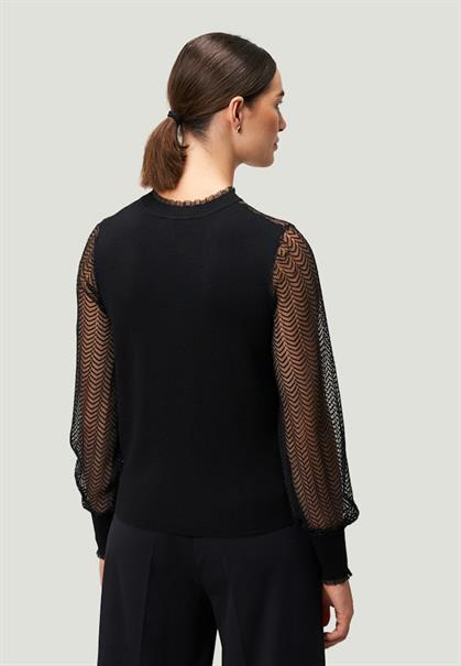 Pullover mit transparenten Ärmeln black beauty