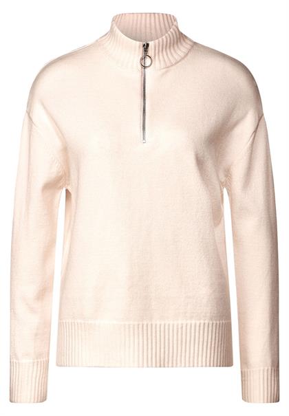 Pullover mit Troyerkragen lucid white melange