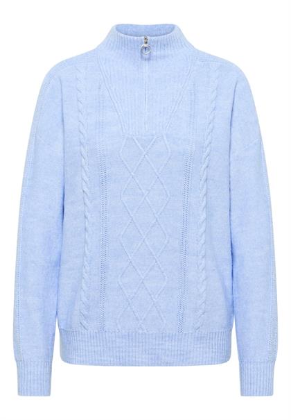 Pullover mit Troyerkragen sporty light blue melange