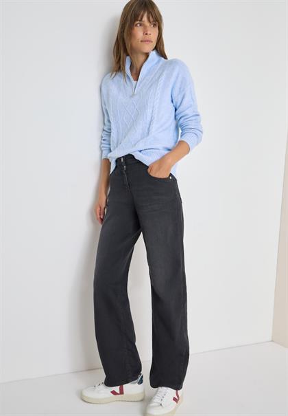 Pullover mit Troyerkragen sporty light blue melange