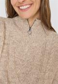 Pullover mit Troyerkragen toffee cream melange