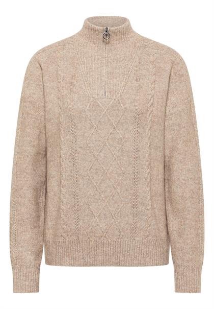 Pullover mit Troyerkragen toffee cream melange