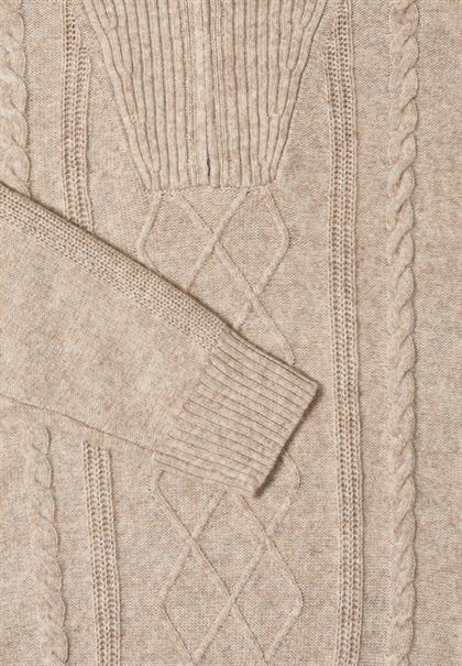 Pullover mit Troyerkragen toffee cream melange