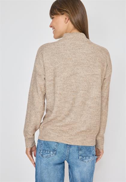 Pullover mit Troyerkragen toffee cream melange
