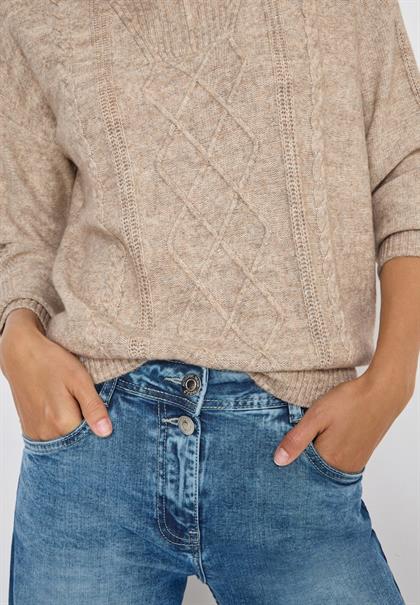 Pullover mit Troyerkragen toffee cream melange