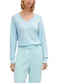 Pullover mit V-Ausschnitt aus Viskosemix blau