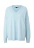 Pullover mit V-Ausschnitt aus Viskosemix blau