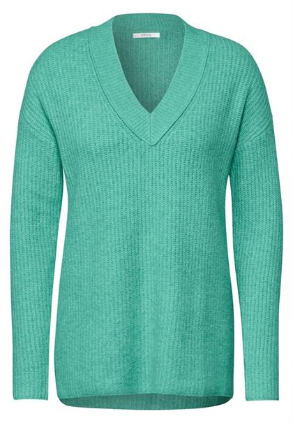 Pullover mit V-Ausschnitt aventurine green melange