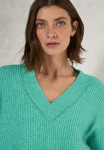 Pullover mit V-Ausschnitt aventurine green melange