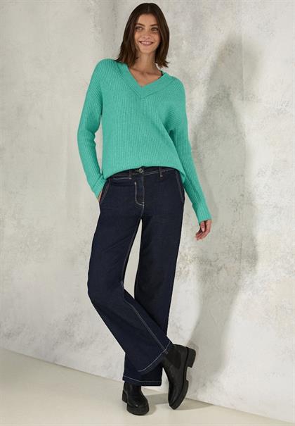 Pullover mit V-Ausschnitt aventurine green melange