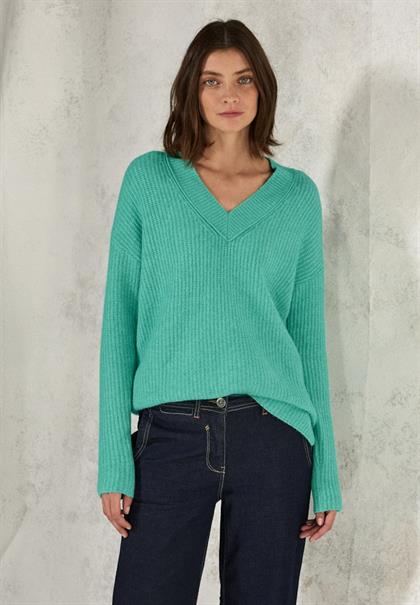 Pullover mit V-Ausschnitt aventurine green melange