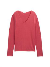 Pullover mit V-Ausschnitt berry red