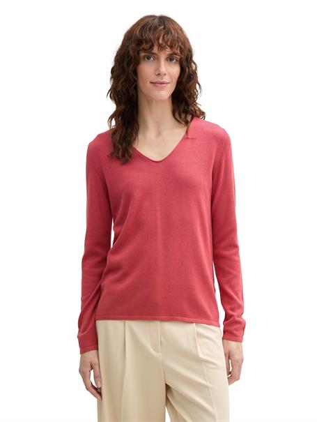 Pullover mit V-Ausschnitt berry red