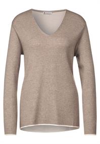 Pullover mit V-Ausschnitt bleached sand melange