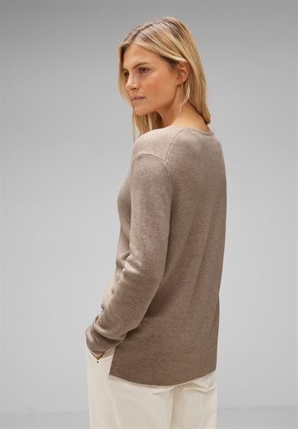 Pullover mit V-Ausschnitt bleached sand melange