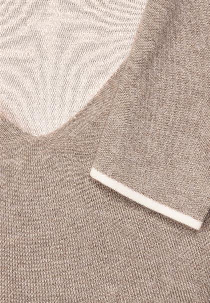 Pullover mit V-Ausschnitt bleached sand melange