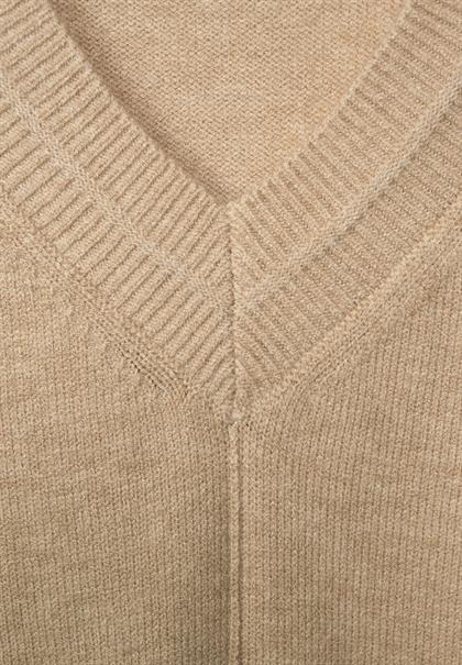 Pullover mit V-Ausschnitt buff sand melange