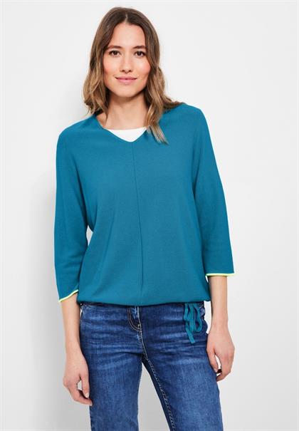 Pullover mit V-Ausschnitt caribbean blue