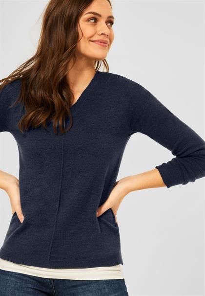 Pullover mit V-Ausschnitt deep blue melange
