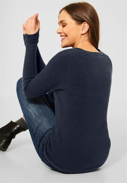 Pullover mit V-Ausschnitt deep blue melange