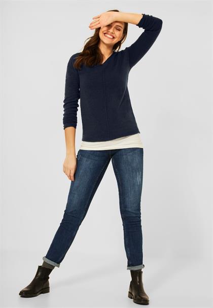 Pullover mit V-Ausschnitt deep blue melange