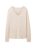 Pullover mit V-Ausschnitt desert sand melange