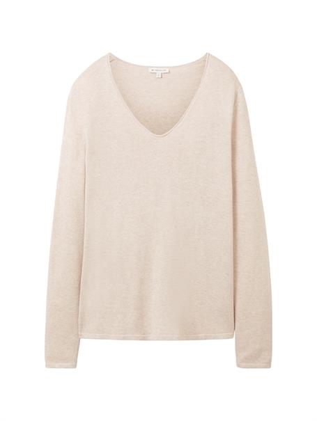 Pullover mit V-Ausschnitt desert sand melange
