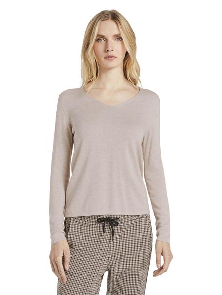 Pullover mit V-Ausschnitt desert sand melange