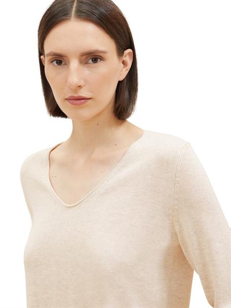 Pullover mit V-Ausschnitt desert sand melange
