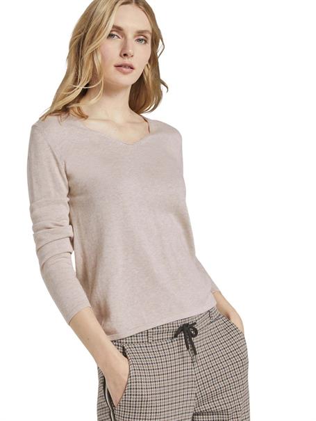 Pullover mit V-Ausschnitt desert sand melange