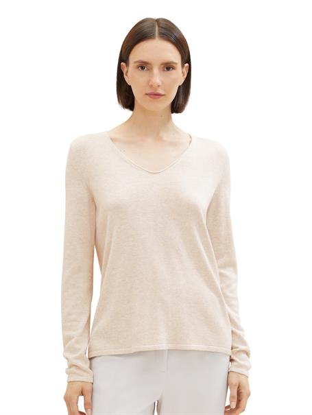 Pullover mit V-Ausschnitt desert sand melange