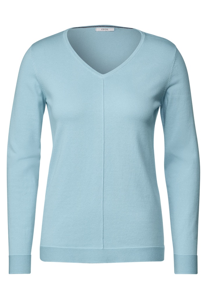 Cecil Damen Pullover Pullover mit V-Ausschnitt faded blue bequem online  kaufen bei