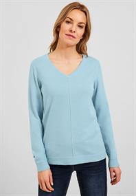Pullover mit V-Ausschnitt faded blue