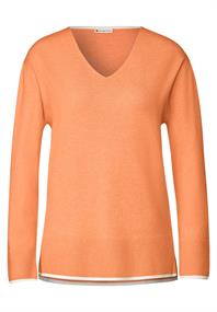 Pullover mit V-Ausschnitt juicy mandarine melange