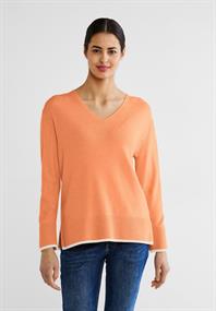 Pullover mit V-Ausschnitt juicy mandarine melange