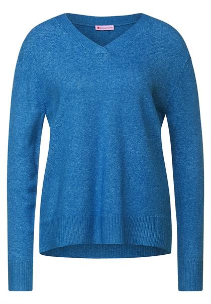 Pullover mit V-Ausschnitt lapis blue melange