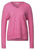 Pullover mit V-Ausschnitt pink crush melange