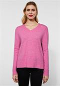 Pullover mit V-Ausschnitt pink crush melange