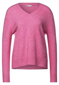 Pullover mit V-Ausschnitt pink crush melange