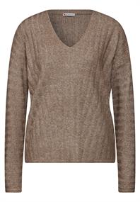 Pullover mit V-Ausschnitt rich mocha mel.