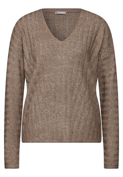 Pullover mit V-Ausschnitt rich mocha mel.