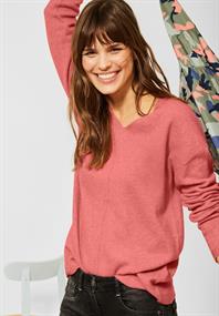 Pullover mit V-Ausschnitt rose pepper melange